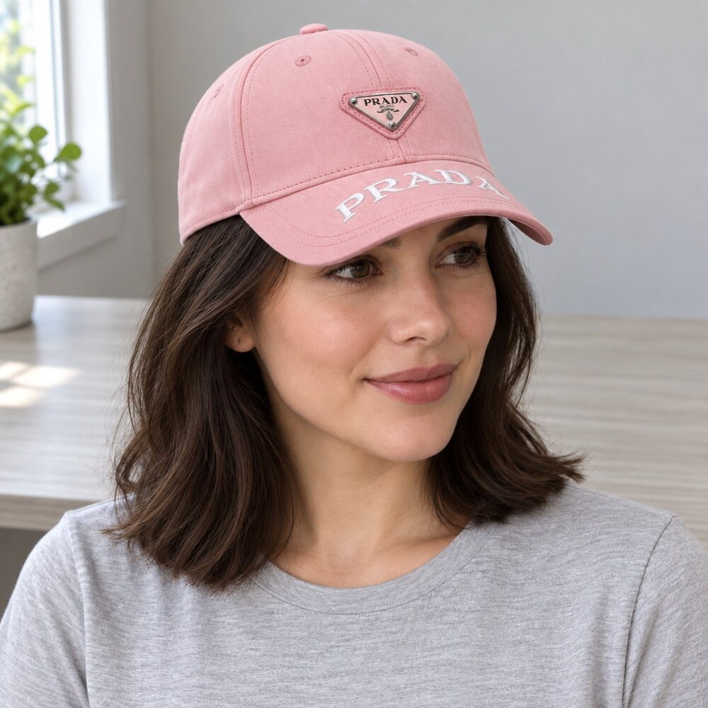 Prada Pink Cap with Embroidered Brim - Picture 2 of 6
